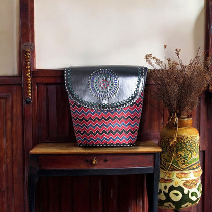 Fiery wave Leather Bucket Bag